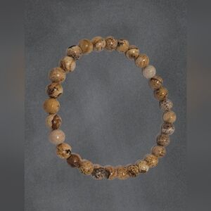 Natural Brown Snowflake Obsidian Stone Beaded Bracelet - Handmade